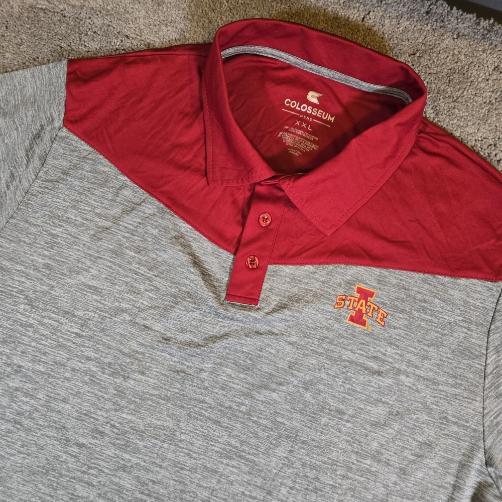 Colosseum Men's Iowa‎ State Cyclones Red Gray Two Tone Polo 2XL